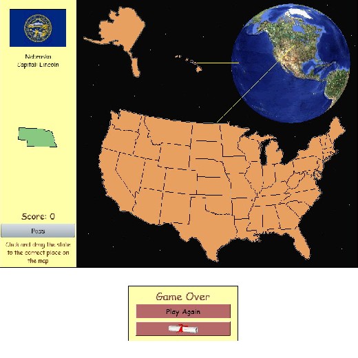 Vzdělávací online hra Státy USA, učební test, školní kvíz Země a státy Vzdělávací online hra Státy USA, učební test, školní kvíz Země a státy